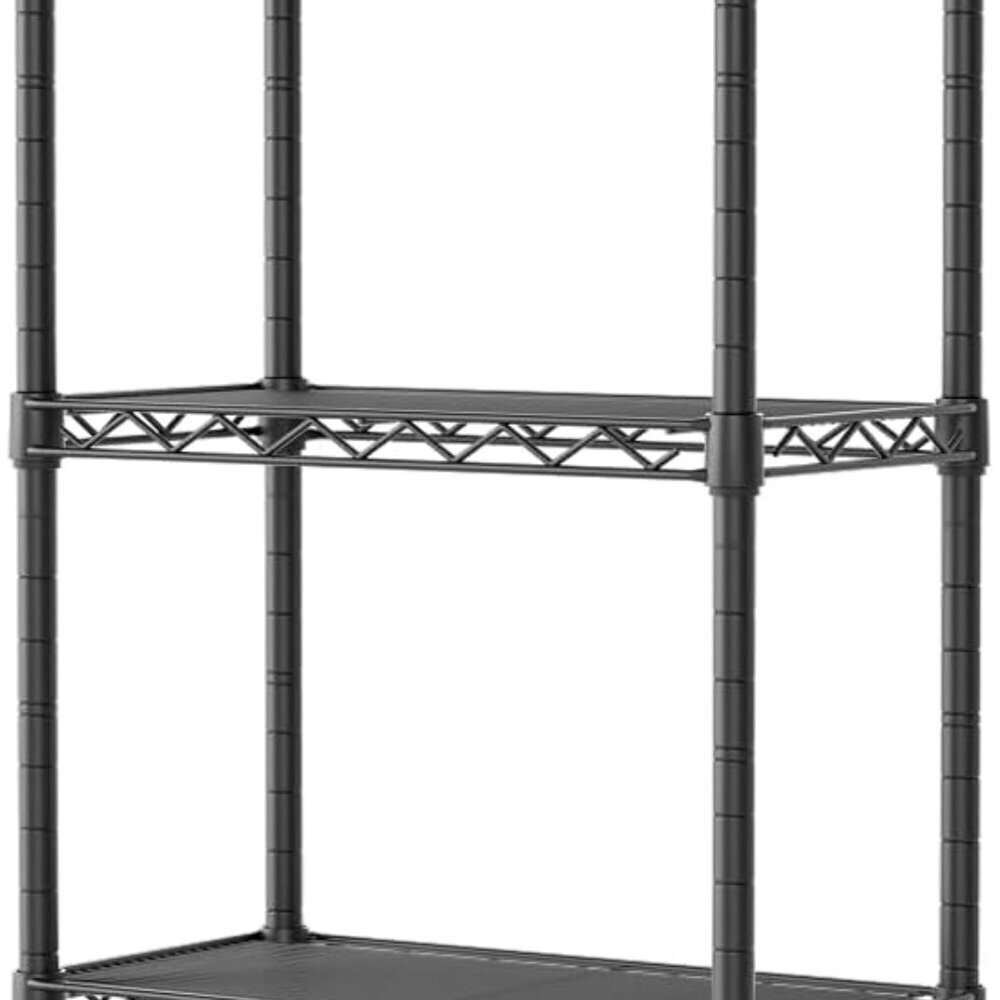 Compact 5-Tier Adjustable Black Metal Shelving - Maximize Your Space
